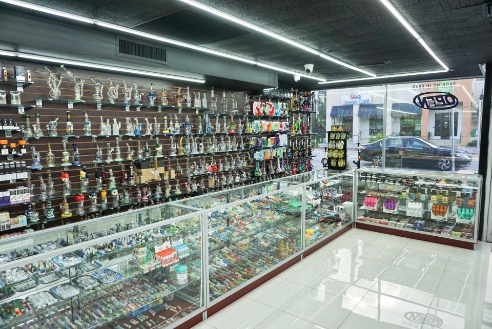 Boynton Beach's vice mayor, Thomas Turkin, is leading the charge to prohibit stores from having visible "tobacco paraphernalia," such as bongs and pipes, that can be seen from the public right-of-way, including city sidewalks. The proposed regulation would impact stores such as 101 Smoke Shop, a highly visible business at the corner of Federal Highway and East Ocean Avenue.