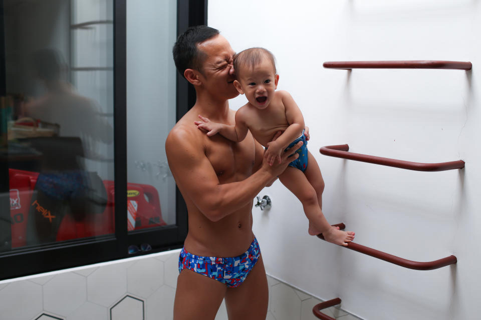 Ian Ang with his 20-month-old son Oliver. (PHOTO: Cheryl Tay)
