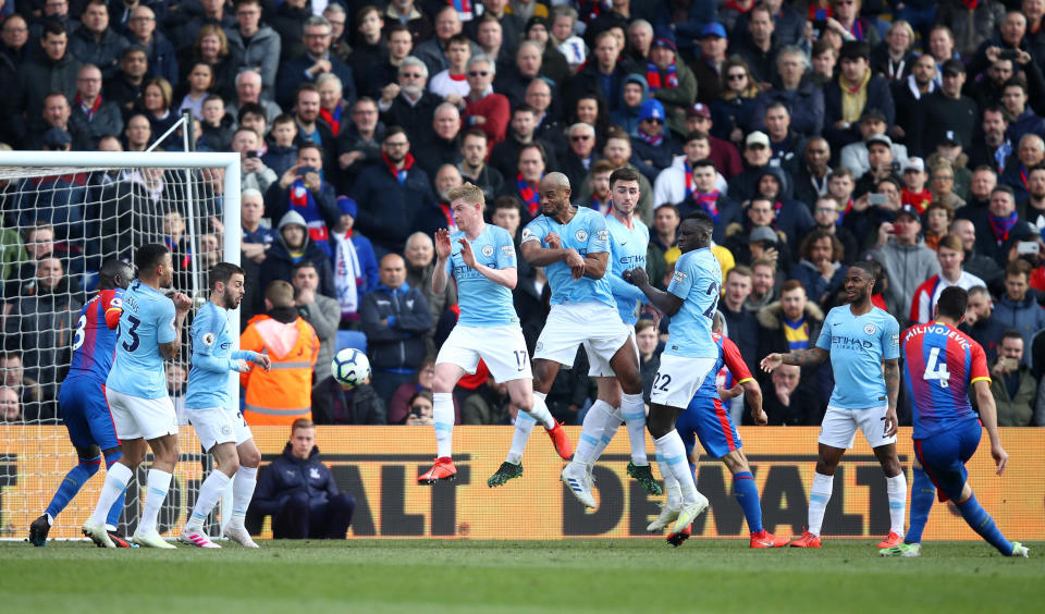 Milivojevic's late free-kick gave Palace hope in the closing stages. (Credit: Getty Images)