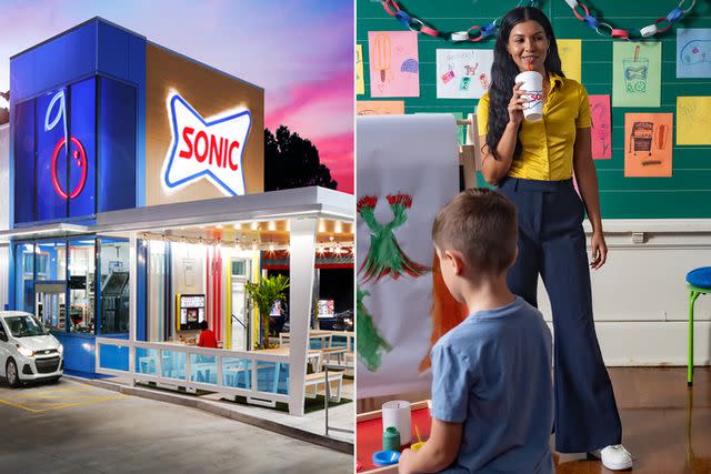 <p>SONIC; Business Wire</p> Sonic Is Giving Out Free Food and Drinks to Teachers to Celebrate Back to School