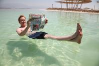 <p>Floating in the #DeadSea and enjoying Garfield in Hebrew. #ConanIsrael #Israel (Photo: Conan O’Brien via Twitter) </p>