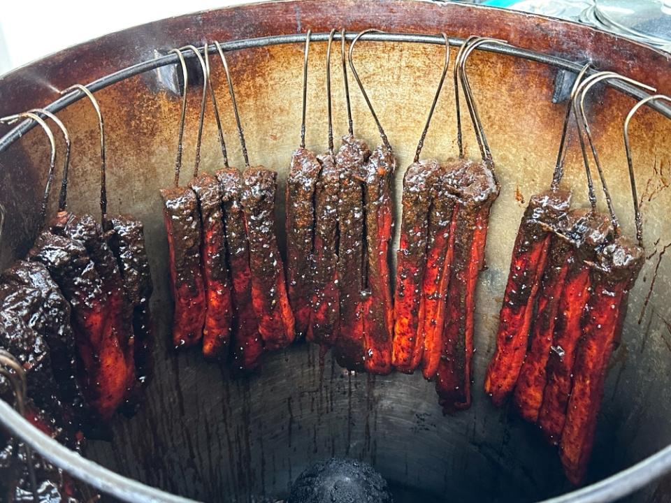 'Char siu' is roasted on site under the watchful eyes of Chan Yoke Pui.