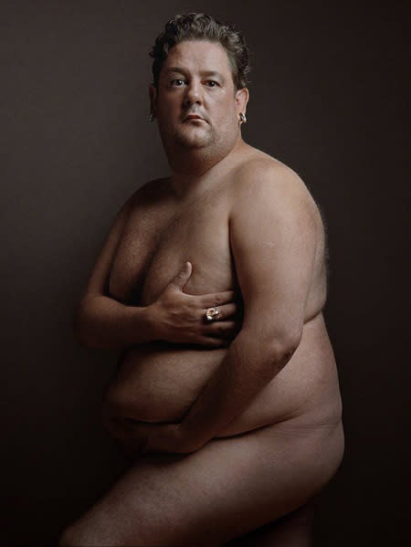 British comedian Johnny Vegas wasn't afraid at poking a little fun at his plus-sized frame. Believe it or not this photograph actually hangs in Britain's National Portrait Gallery.