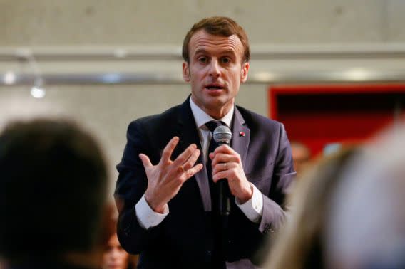 Macron speaking in south-east France (PA)