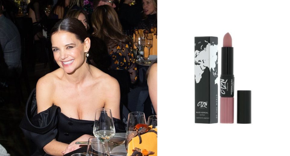 Katie Holmes at The Whitney Museum's 2020 art party. Image courtesy of Tiffany Sage/BFA.com, CTZN Cosmetics. 