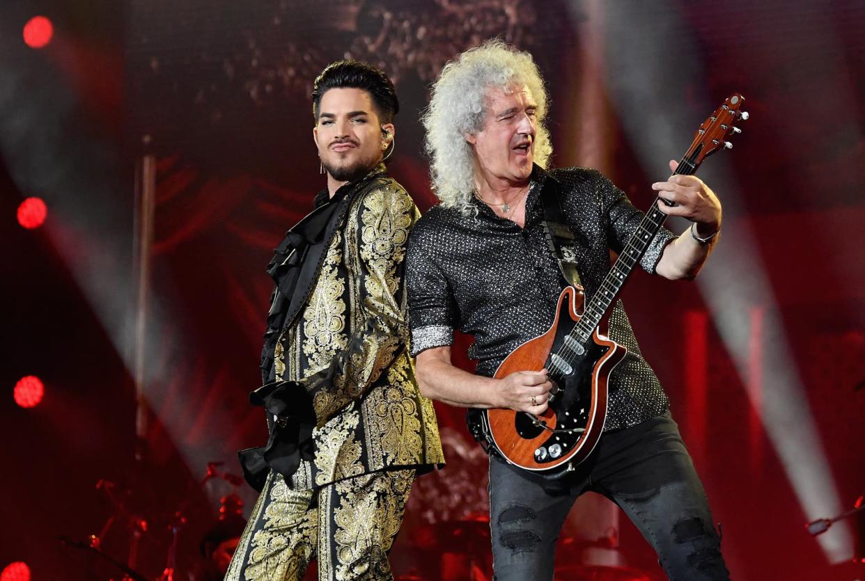 Adam Lambert et Brian May de Queen en 2019 à New York - Angela Weiss / AFP