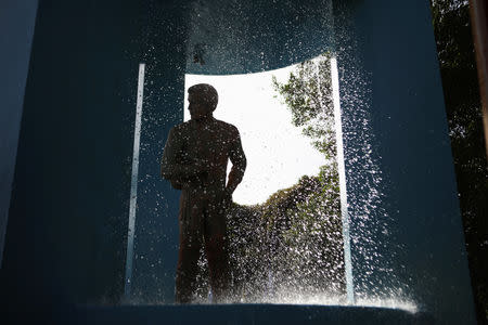 The Monument of the Immigrants is seen at the Immigrants Park before a ceremony to welcome Washington D.C. mayor Muriel Bowser in Intipuca, El Salvador, August 14, 2018. REUTERS/Jose Cabezas