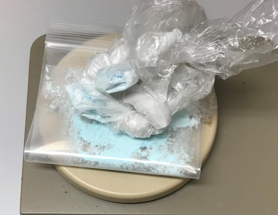 Bags containing what officials said was fentanyl seized Feb. 17 by the Buncombe County Anti-Crime Task Force.