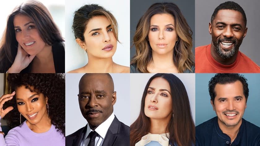 composite image of Nina L. Diaz, Priyanka Chopra Jonas, Eva Longoria, Idris Elba, John Leguizamo, Salma Hayek, Courtney B. Vance, Angela Bassett