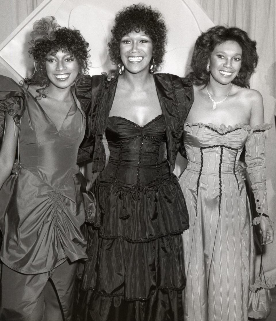 Issa Pointer, Ruth Pointer and Anita Pointer of the Pointer Sisters at the Shrine Auditorium in Los Angeles, California (Photo by Ron Galella/Ron Galella Collection via Getty Images)