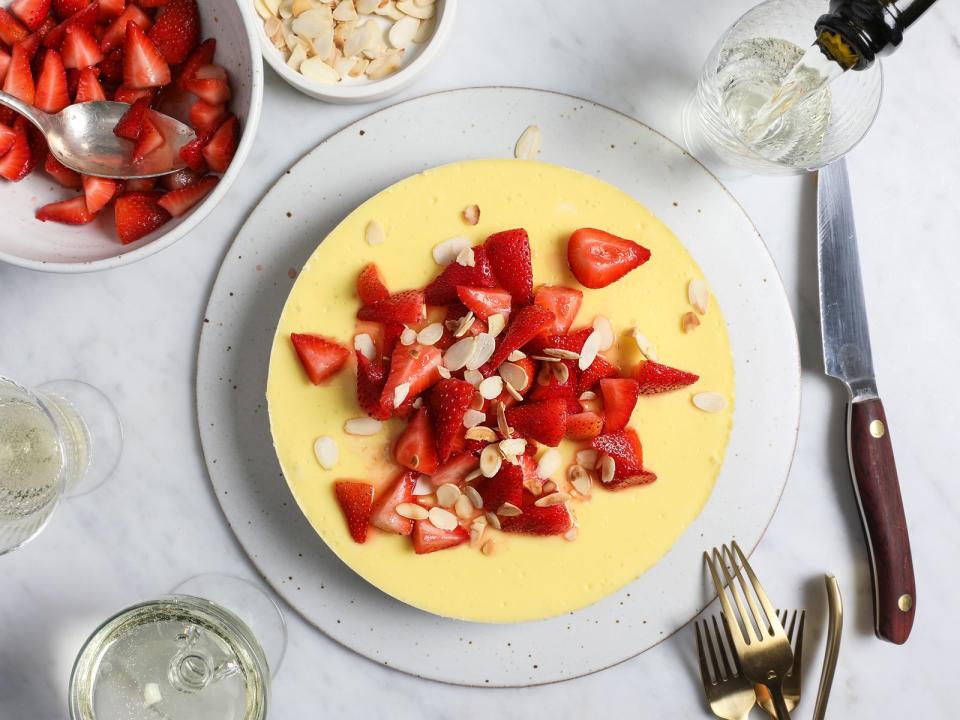 Strawberry Almond Cheesecake with Matzoh Crust