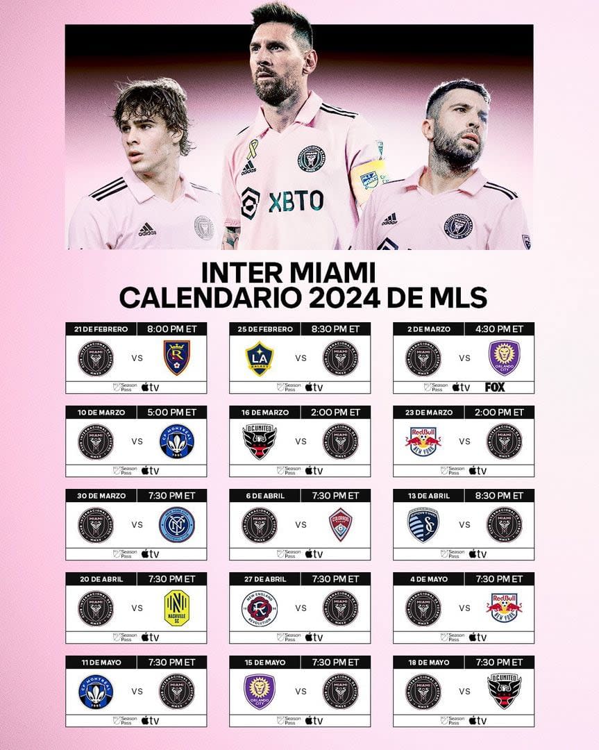 El calendario de Inter Miami para la temporada 2024