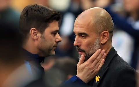 <p>Razor-sharp managers Mauricio Potchettino and Pep Guardiola </p>