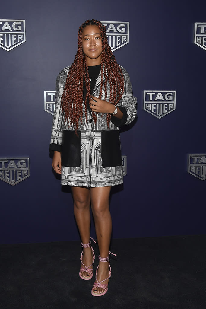 Naomi Osaka at a Tag Heuer event in Los Angeles, wearing Louis Vuitton. - Credit: Michael Buckner for PMC