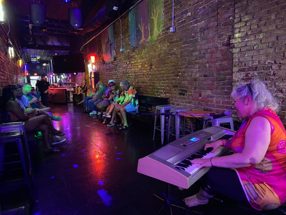 LaLa Craig sings and plays her keyboard at Kinkead's for the Riverfront Blues Society blues fest.