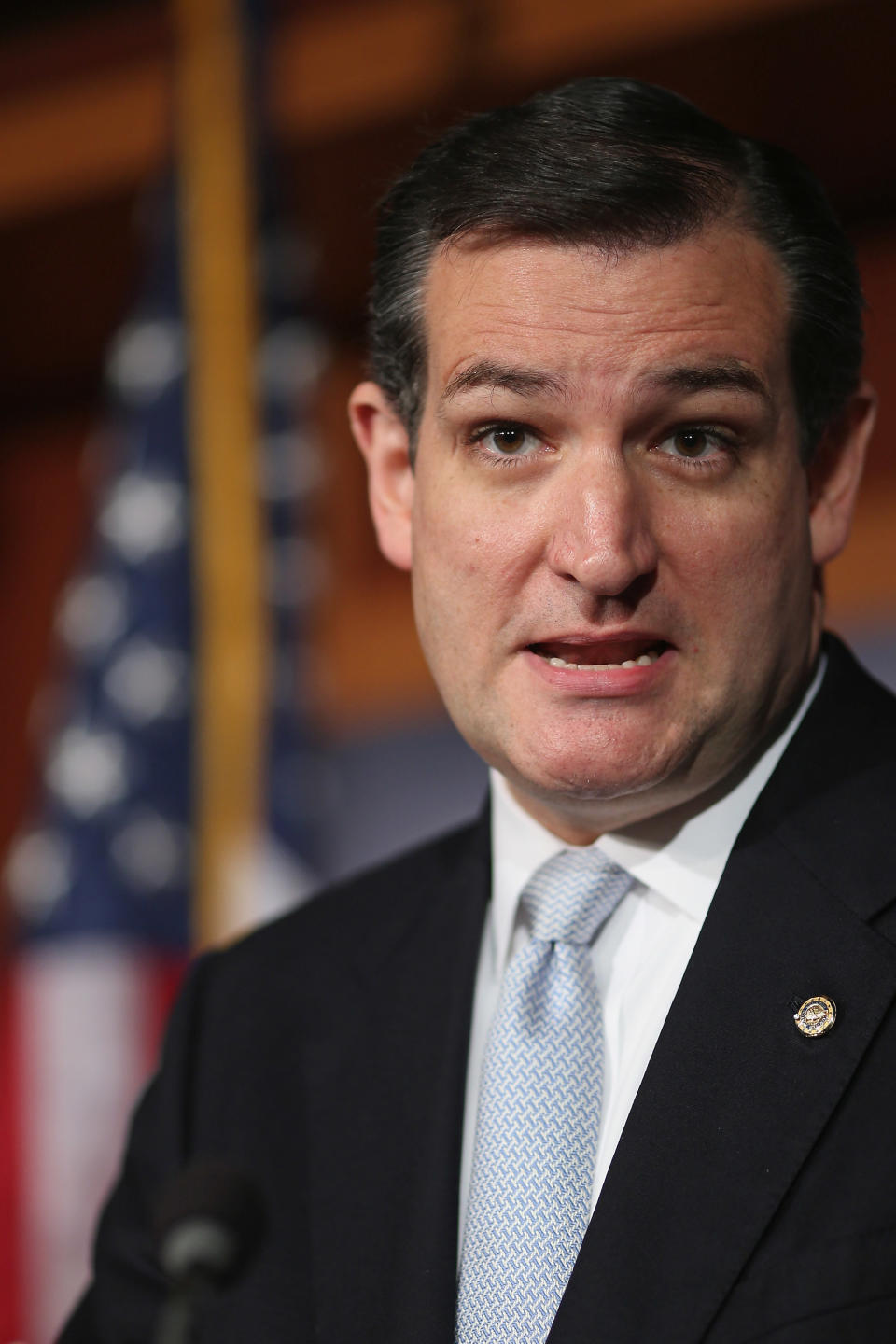 WASHINGTON, DC - MARCH 13:  Sen. Ted Cruz (R-Texas) holds a news conference to announce their plan to defund the Patient Protection and Affordable Care Act, also known as Obamacare, at the U.S. Capitol March 13, 2013 in Washington, DC. Although Cruz and his fellow sponsors expect the legislation to fail, they believe it is an important survey of who supports health care reform.  (Photo by Chip Somodevilla/Getty Images)