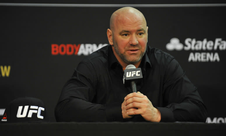 Dana White speaking to the media.