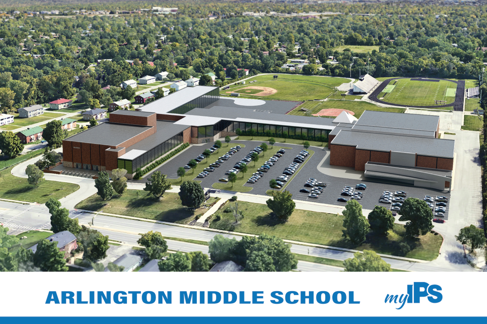 A rendering of what the new Arlington Middle School could look like if Indianapolis Public Schools voters approve the $410 capital referendum currently on the May primary ballot.