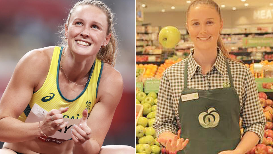 Riley Day, pictured here at Woolworths before the Tokyo Olympics.