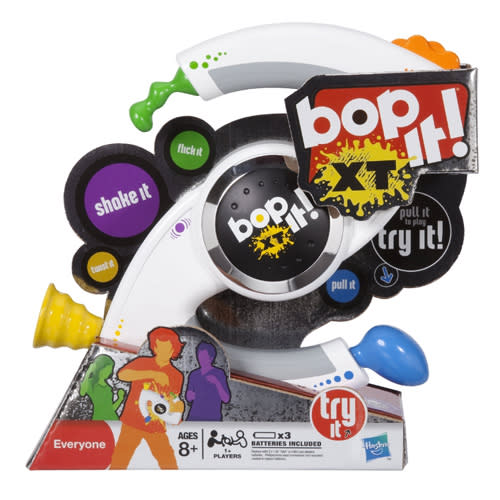 <p class="MsoNormal"><b><span>Bop-It! XT</span></b><br><br>The latest incarnation of Bop-It may have six functions but that doesn’t stop it getting repetitive – especially if you’re not playing. Noisy and visually distracting, we’re not sure it’ll stay in one piece for long!</p>