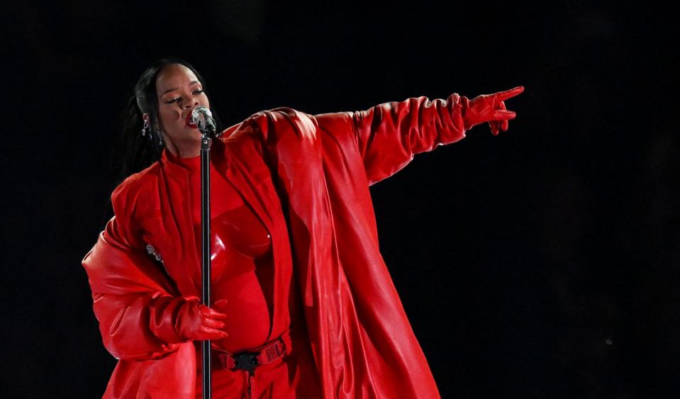 <span>Rihanna performs during the halftime show of Super Bowl LVII at State Farm Stadium in Glendale, Arizona, on February 12, 2023</span><div><span>ANGELA WEISS</span><span>AFP</span></div>