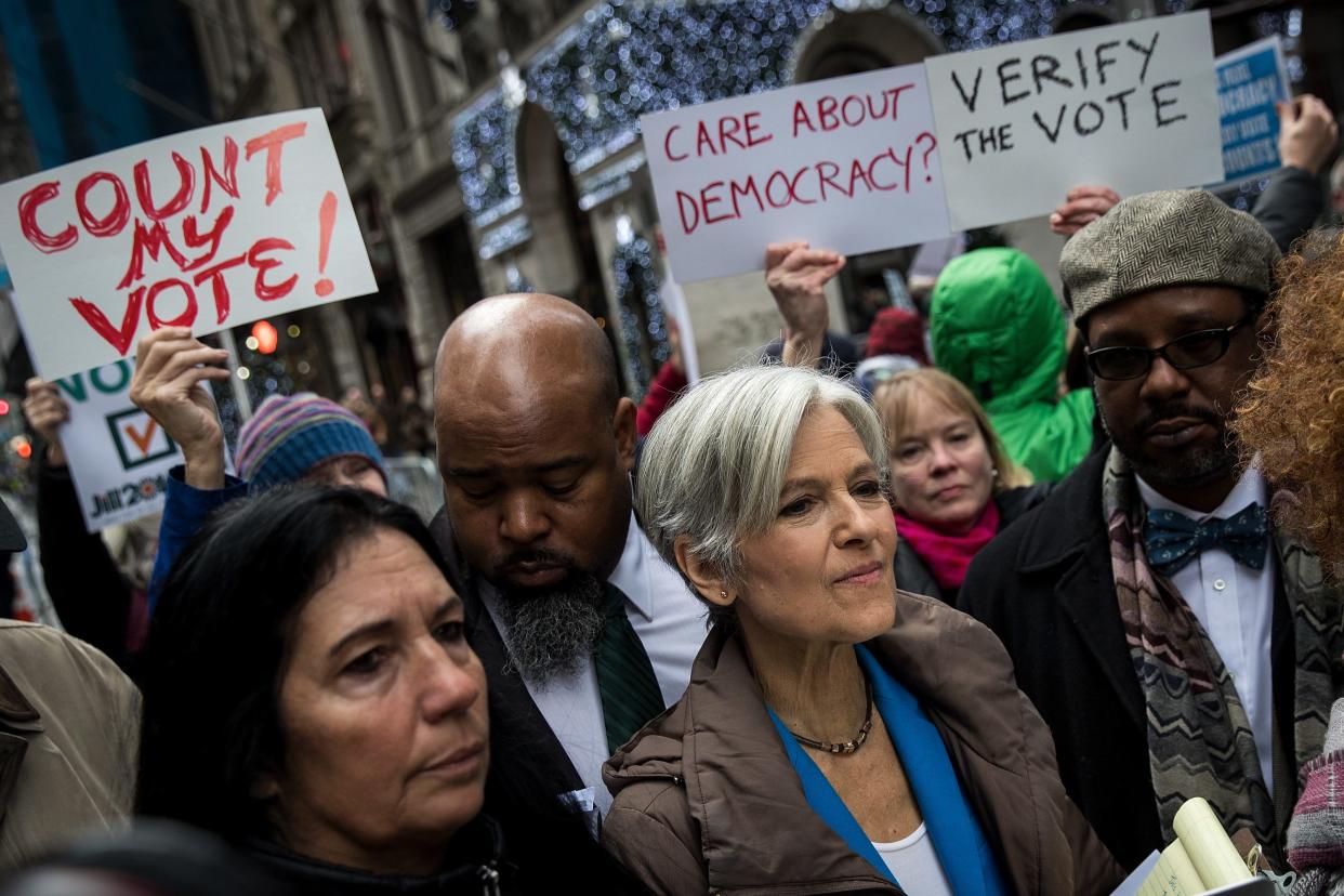 Green Party presidential candidate Jill Stein waits to speak at a news conference on Fifth Avenue across the street from Trump Tower on Dec. 5, 2016, in New York City. Stein’s campaign paid for a recount of the presidential election in Wisconsin, which confirmed Trump as the state winner. Her campaign has won the right to examine the source code from voting machines to investigate possible errors, but private vendors are suing to block any public dissemination of the results.