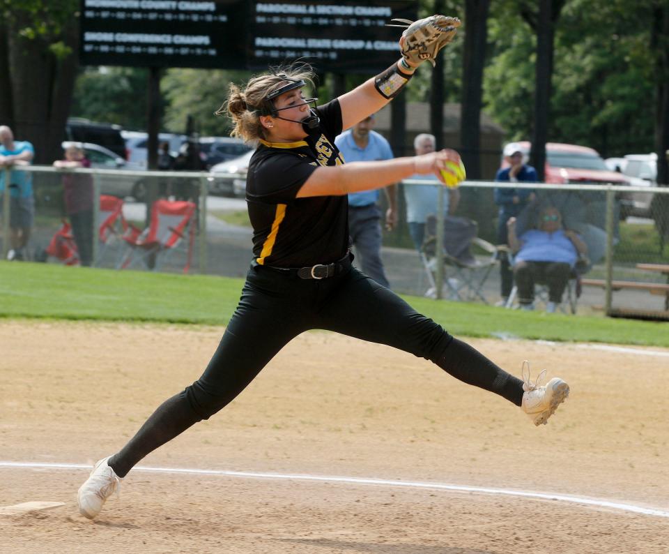 St. John Vianney's Madison McDougall pitches against Freehold Township at home Monday, May 15, 2023.  