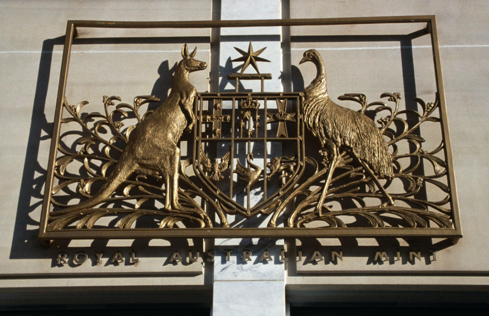 Traditionally, the kangaroo and the emu are seen “supporting” the shield between them. Photo: Getty