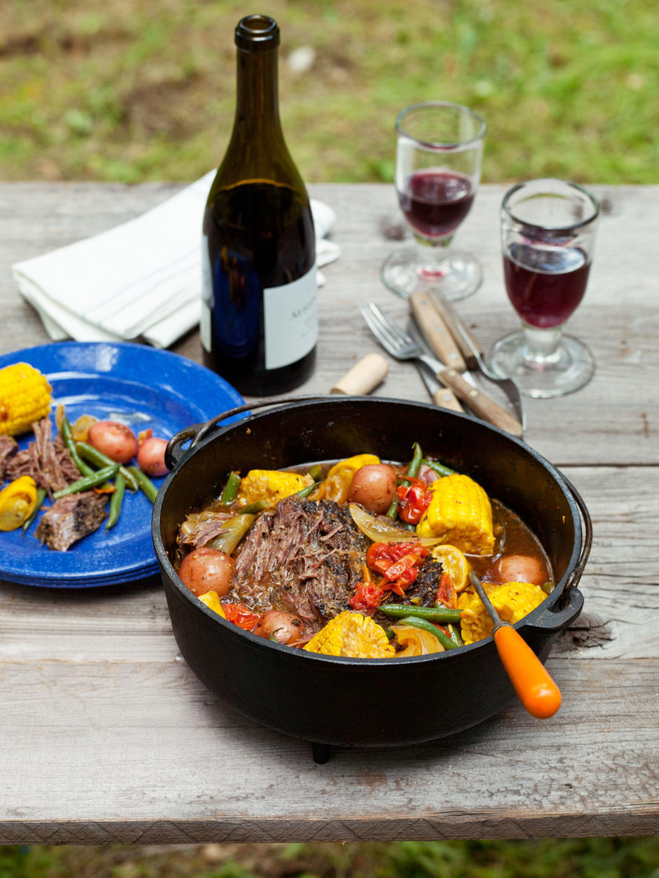 Dutch Oven-Braised Beef and Summer Vegetables