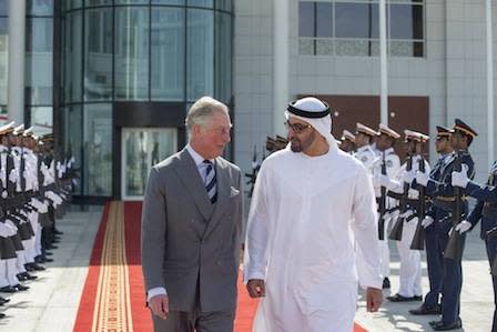 Prince Charles with HH Sheikh Mohammed bin Zayed Al Nahyan in Abu Dhabi (WAM photo)
