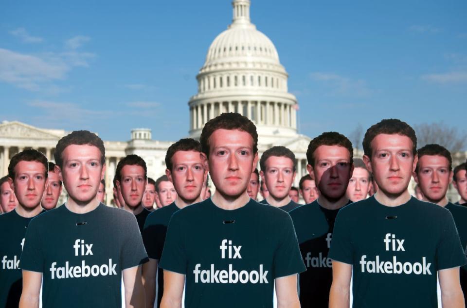 <div class="inline-image__caption"><p>One hundred cardboard cutouts of Facebook founder and CEO Mark Zuckerberg stand outside the US Capitol in Washington, DC, April 10, 2018. </p></div> <div class="inline-image__credit">Saul Loeb/Getty</div>