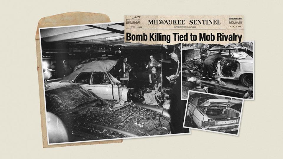 The bomb that killed Augie Palmisano destroyed the front half of his car and burned his face so badly that police had to identify him through fingerprints.