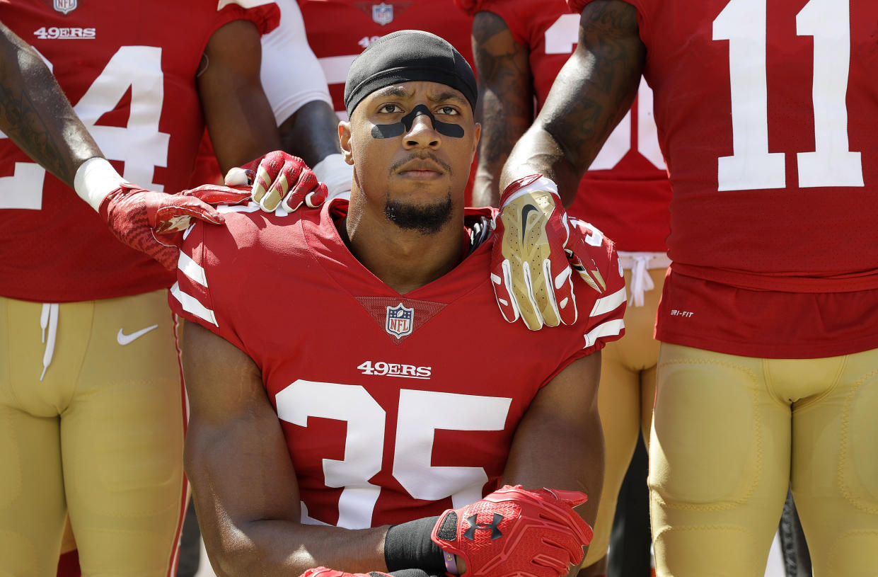 Safety Eric Reid hasn't signed since becoming a free agent in March. (AP) 