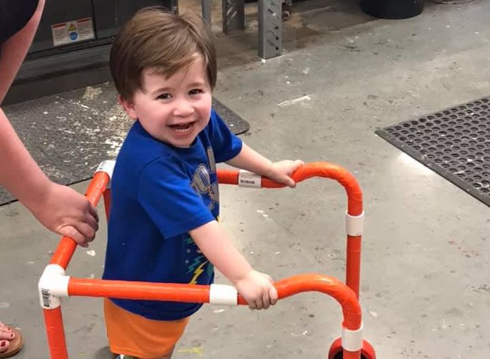 People are now responding to the media's praise of a little boy's DIY walker. (Photo: Facebook)