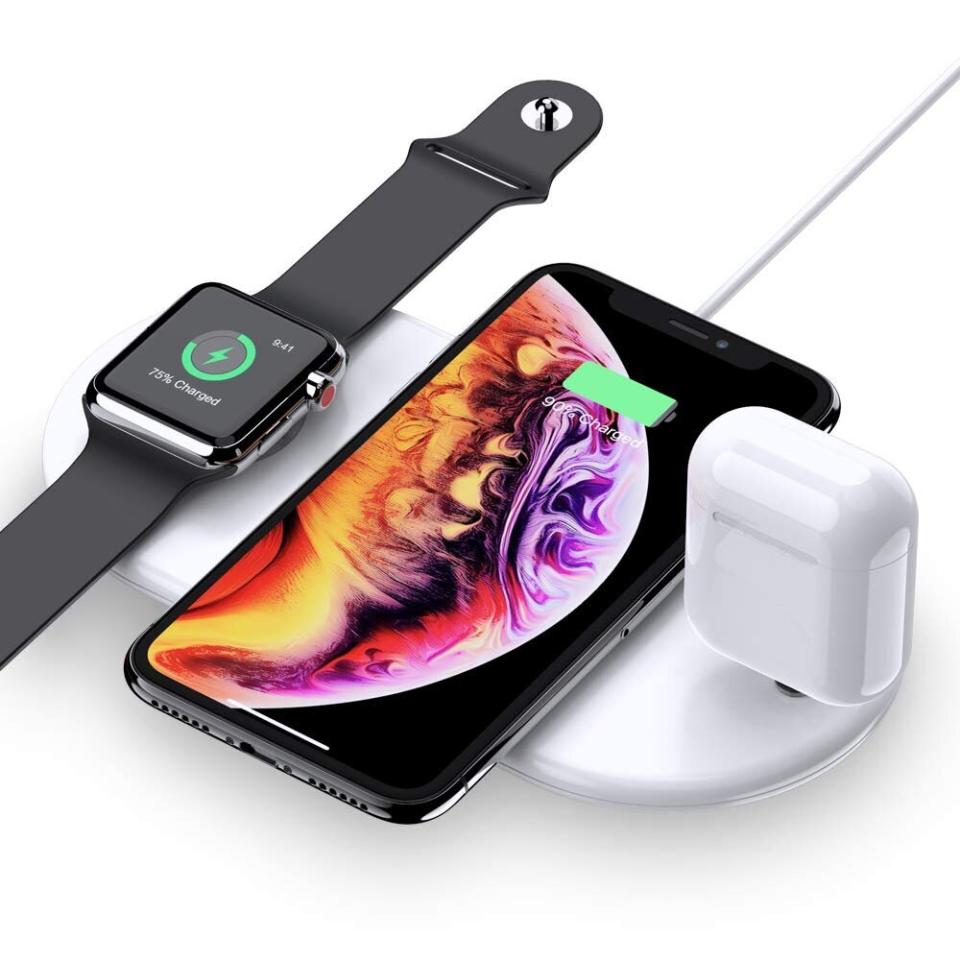 <strong><a href="https://www.amazon.com/Wireless-Charger-FLOVEME-Charging-Compatible/dp/B07QDMR6TZ/ref=sr_1_3?thehuffingtop-20" target="_blank" rel="noopener noreferrer">Find this&nbsp;FLOVEME 3 in 1 Wireless Charging Pad for $30 on Amazon.</a></strong>