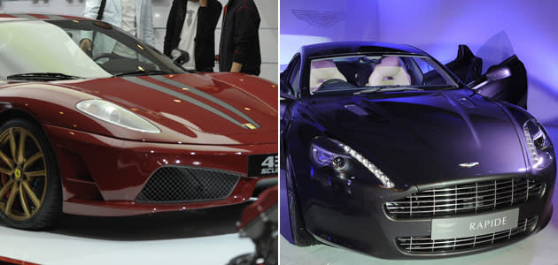 Ferrari 430 und Aston Martin Rapide (Bilder: AFP)