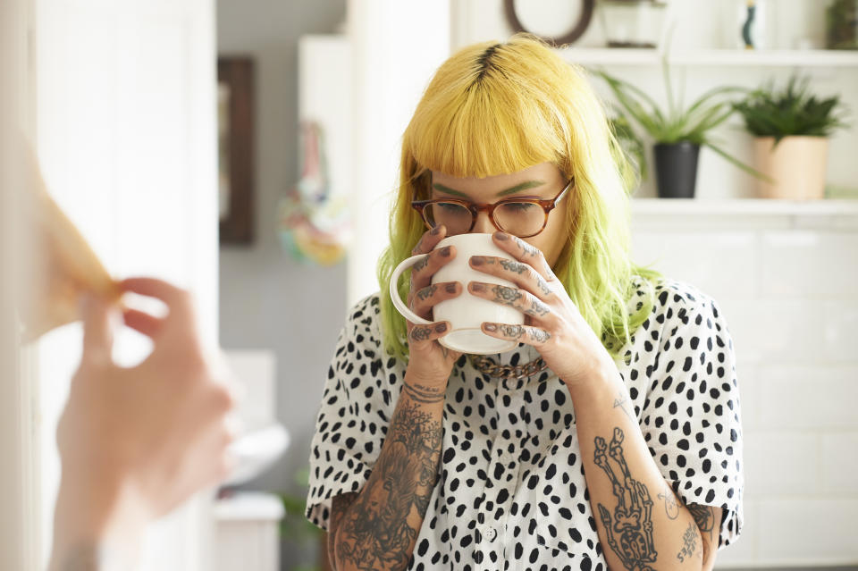 woman drinking tea