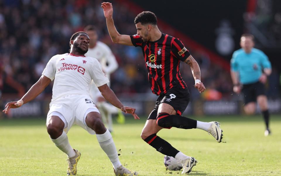 Willy Kambwala's slip allows Dominic Solanke to put Bournemouth ahead.