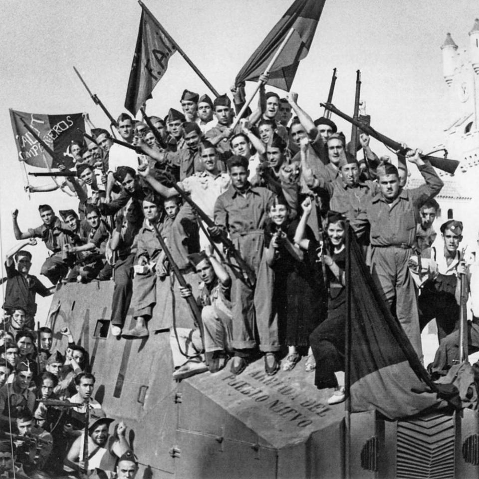 The anarchist left in Barcelona, pictured at the start of the war in 1936