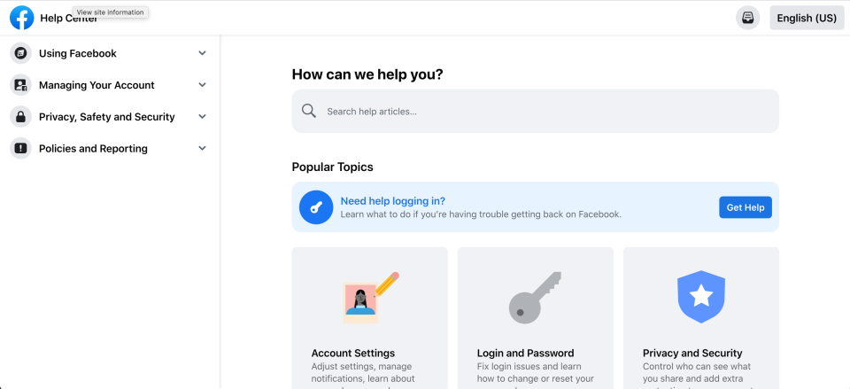 How to access Facebook support