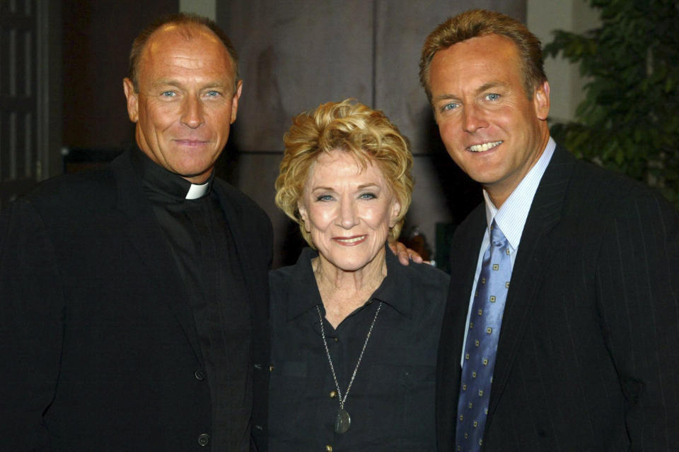 <p>Corbin Bernsen's mother, Jeanne Cooper (pictured here with him), starred as Katherine Chancellor on <em>Y&R</em> for 40 years, and Bernsen continued the family tradition as Father Todd Williams across 22 episodes.</p>