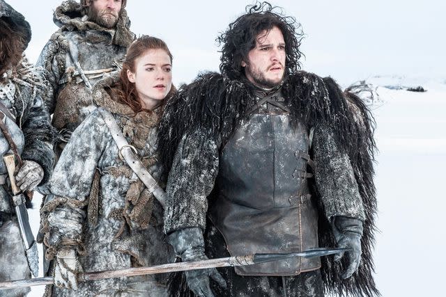 <p>Album / Alamy Stock Photo</p> Kit Harington and Rose Leslie on 'Game of Thrones'