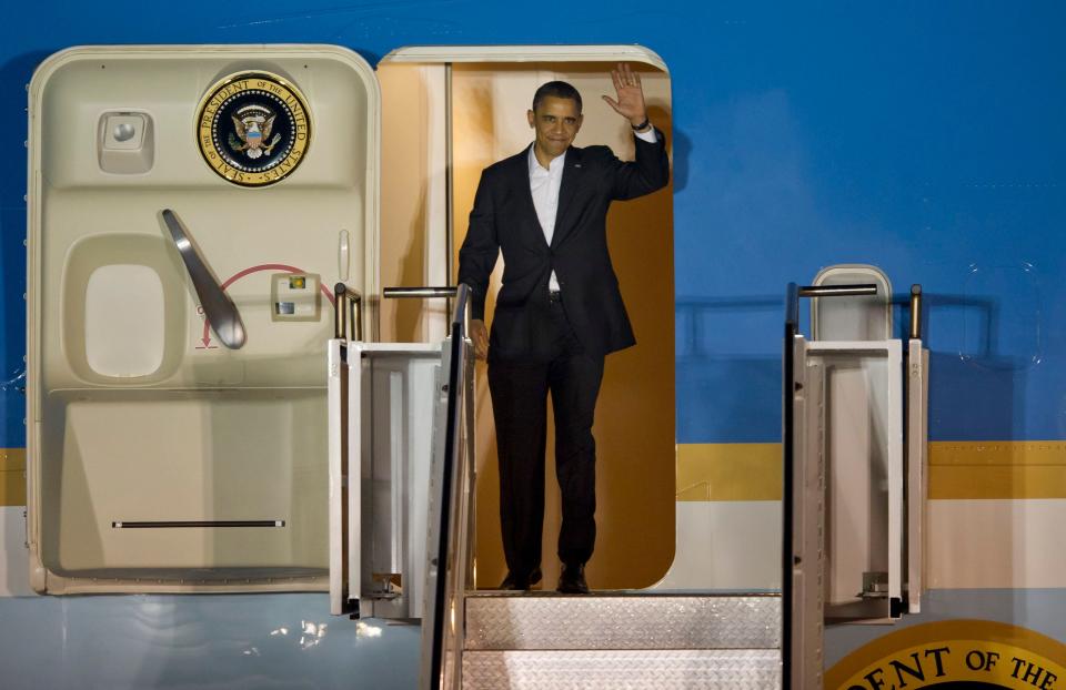 President Barack Obama exits Air Force One after arriving at Palm Beach International Airport at 8:27 p.m. Friday evening. The president will be spending the weekend at The Floridian Yacht and Golf Club in Palm City. 

CQ: Barack Obama
TAKEN: Feb. 14 2013