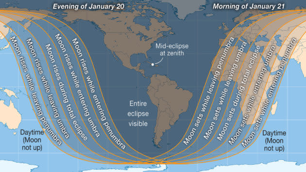 Lunar eclipse map