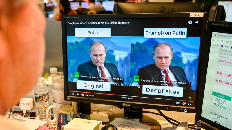 A video of Vladimir Putin that has been deepfaked with Donald Trump’s likeness.