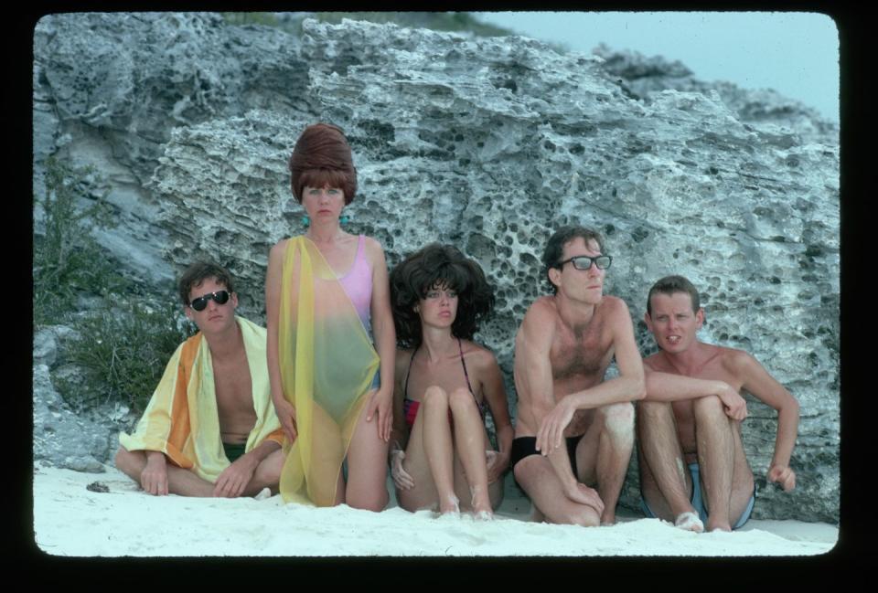 <p>New-wave group the B-52s at the beach.</p>