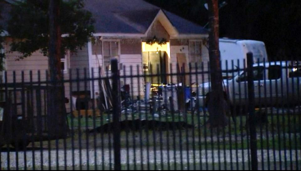 Scene of mass shooting in Cleveland, Texas, where a man is accused of killing five, including an eight-year-old child, after they asked him to stop firing his gun outside (AP)