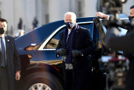 <p>President Biden exits his limo outside the White House to walk the remainder of the motorcade. </p>