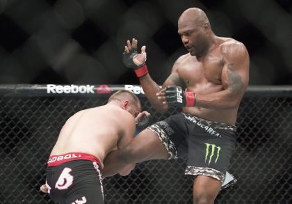 Rampage Jackson lands a kick to the body of Fabio Maldonado on Saturday. (AP)