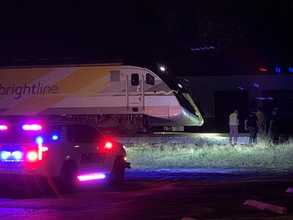 Indian River County sheriff's investigators are at the Fourth Street railroad crossing west of U.S. 1 in south county where Sheriff Eric Flowers said a woman pedestrian was fatally hit by a Brightline passenger train the night of Feb. 16, 2024.